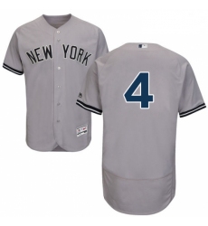Mens Majestic New York Yankees 4 Lou Gehrig Grey Road Flex Base Authentic Collection MLB Jersey