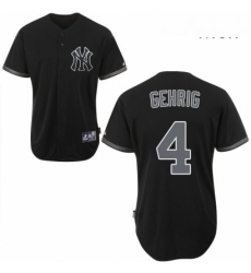Mens Majestic New York Yankees 4 Lou Gehrig Replica Black Fashion MLB Jersey