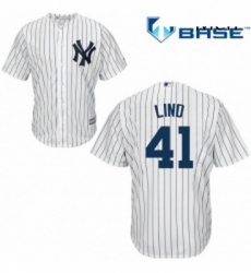 Mens Majestic New York Yankees 41 Adam Lind Replica White Home MLB Jersey 