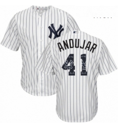Mens Majestic New York Yankees 41 Miguel Andujar Authentic White Team Logo Fashion MLB Jersey 