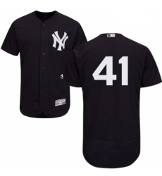 Mens Majestic New York Yankees 41 Randy Johnson Navy Blue Alternate Flex Base Authentic Collection MLB Jersey