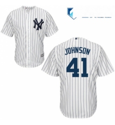 Mens Majestic New York Yankees 41 Randy Johnson Replica White Home MLB Jersey