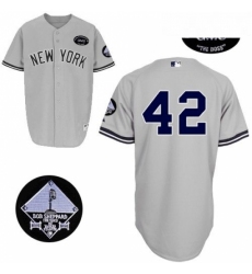 Mens Majestic New York Yankees 42 Mariano Rivera Authentic Grey GMS The Boss MLB Jersey