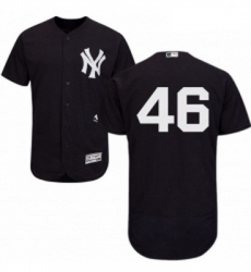 Mens Majestic New York Yankees 46 Andy Pettitte Navy Blue Alternate Flex Base Authentic Collection MLB Jersey