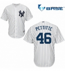 Mens Majestic New York Yankees 46 Andy Pettitte Replica White Home MLB Jersey