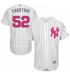 Mens Majestic New York Yankees 52 CC Sabathia Authentic White 2016 Mothers Day Fashion Flex Base MLB Jersey