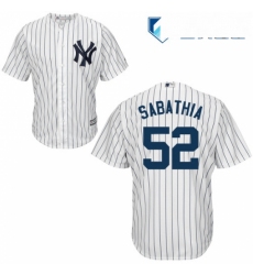 Mens Majestic New York Yankees 52 CC Sabathia Replica White Home MLB Jersey