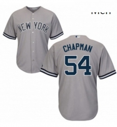 Mens Majestic New York Yankees 54 Aroldis Chapman Replica Grey Road MLB Jersey
