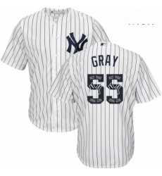 Mens Majestic New York Yankees 55 Sonny Gray Authentic White Team Logo Fashion MLB Jersey 