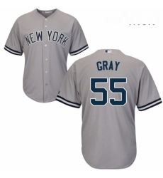 Mens Majestic New York Yankees 55 Sonny Gray Replica Grey Road MLB Jersey 