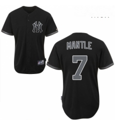 Mens Majestic New York Yankees 7 Mickey Mantle Authentic Black Fashion MLB Jersey