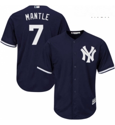 Mens Majestic New York Yankees 7 Mickey Mantle Replica Navy Blue Alternate MLB Jersey
