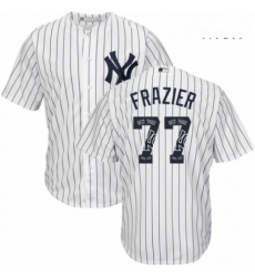 Mens Majestic New York Yankees 77 Clint Frazier Authentic White Team Logo Fashion MLB Jersey 