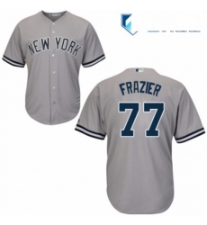 Mens Majestic New York Yankees 77 Clint Frazier Replica Grey Road MLB Jersey 