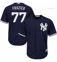 Mens Majestic New York Yankees 77 Clint Frazier Replica Navy Blue Alternate MLB Jersey 