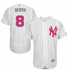 Mens Majestic New York Yankees 8 Yogi Berra Authentic White 2016 Mothers Day Fashion Flex Base MLB Jersey