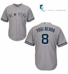 Mens Majestic New York Yankees 8 Yogi Berra Replica Grey Road MLB Jersey