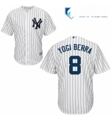 Mens Majestic New York Yankees 8 Yogi Berra Replica White Home MLB Jersey