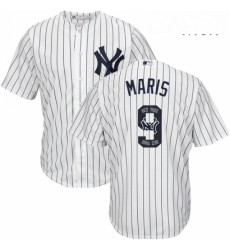 Mens Majestic New York Yankees 9 Roger Maris Authentic White Team Logo Fashion MLB Jersey