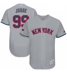 Mens Majestic New York Yankees 99 Aaron Judge Grey Stars Stripes Authentic Collection Flex Base MLB Jersey 