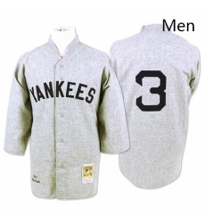 Mens Mitchell and Ness 1929 New York Yankees 3 Babe Ruth Replica Grey Throwback MLB Jersey