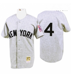 Mens Mitchell and Ness 1939 New York Yankees 4 Lou Gehrig Authentic Grey Throwback MLB Jersey