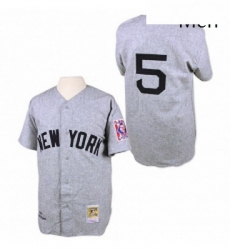 Mens Mitchell and Ness 1939 New York Yankees 5 Joe DiMaggio Authentic Grey Throwback MLB Jersey