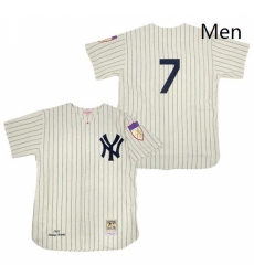 Mens Mitchell and Ness 1951 New York Yankees 7 Mickey Mantle Authentic Cream Throwback MLB Jersey