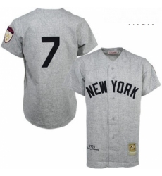 Mens Mitchell and Ness 1951 New York Yankees 7 Mickey Mantle Replica Grey Throwback MLB Jersey