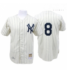 Mens Mitchell and Ness 1951 New York Yankees 8 Yogi Berra Authentic Cream Throwback MLB Jersey