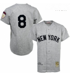 Mens Mitchell and Ness 1951 New York Yankees 8 Yogi Berra Authentic Grey Throwback MLB Jersey