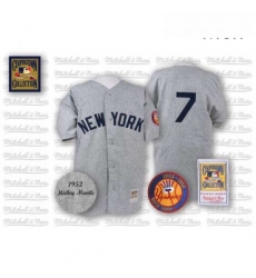 Mens Mitchell and Ness 1952 New York Yankees 7 Mickey Mantle Authentic Grey Throwback MLB Jersey