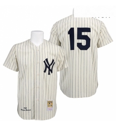 Mens Mitchell and Ness 1969 New York Yankees 15 Thurman Munson Replica Cream Throwback MLB Jersey