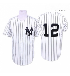 Mens Mitchell and Ness New York Yankees 12 Wade Boggs Authentic White 1996 Throwback MLB Jersey