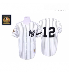 Mens Mitchell and Ness New York Yankees 12 Wade Boggs Authentic White Throwback MLB Jersey