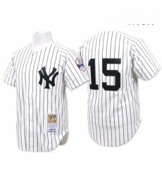 Mens Mitchell and Ness New York Yankees 15 Thurman Munson Authentic White Throwback MLB Jersey