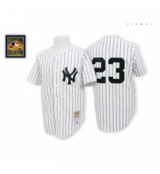 Mens Mitchell and Ness New York Yankees 23 Don Mattingly Authentic White Throwback MLB Jersey