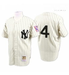 Mens Mitchell and Ness New York Yankees 4 Lou Gehrig Authentic White Throwback MLB Jersey