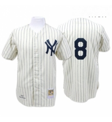 Mens Mitchell and Ness New York Yankees 8 Yogi Berra Authentic White Throwback MLB Jersey