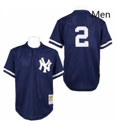 Mens Mitchell and Ness Practice New York Yankees 2 Derek Jeter Authentic Navy Blue Throwback MLB Jersey