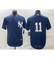 Men's New York Yankees #11 Anthony Volpe No Name Navy Blue Stitched Cool Base Nike Jersey