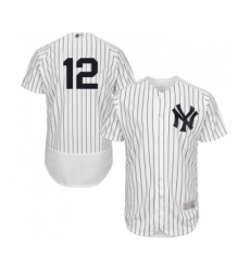 Mens New York Yankees 12 Troy Tulowitzki White Home Flex Base Authentic Collection Baseball Jersey
