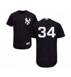 Mens New York Yankees 34 JA Happ Navy Blue Alternate Flex Base Authentic Collection Baseball Jersey