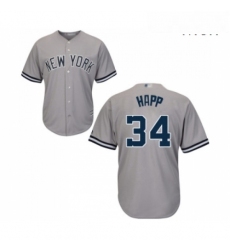 Mens New York Yankees 34 JA Happ Replica Grey Road Baseball Jersey 
