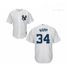 Mens New York Yankees 34 JA Happ Replica White Home Baseball Jersey 