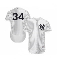 Mens New York Yankees 34 JA Happ White Home Flex Base Authentic Collection Baseball Jersey