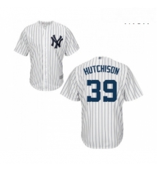 Mens New York Yankees 39 Drew Hutchison Replica White Home Baseball Jersey 