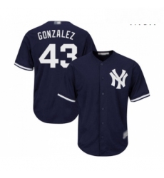Mens New York Yankees 43 Gio Gonzalez Replica Navy Blue Alternate Baseball Jersey 