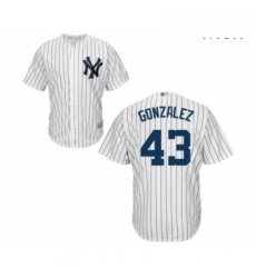 Mens New York Yankees 43 Gio Gonzalez Replica White Home Baseball Jersey 