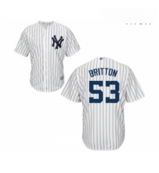 Mens New York Yankees 53 Zach Britton Replica White Home Baseball Jersey 